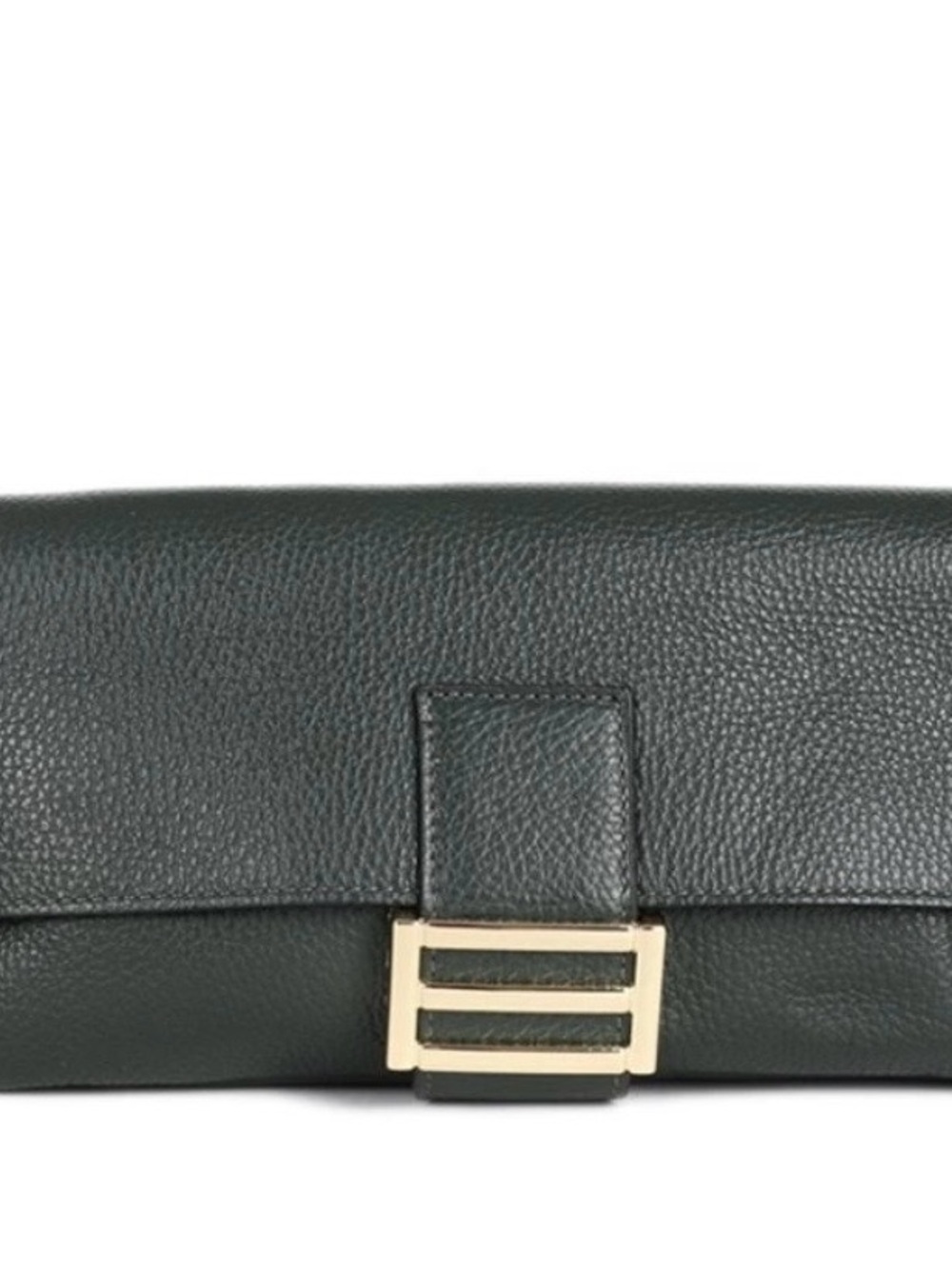 DIVINA FIRENZE in Dark Green Italian with Gold Accent Leather Baquette Flag Over